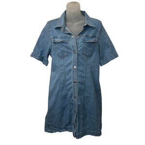 MADEWELL‎ Denim Seamed Mini Shirtdress Palermo Wash Waist Slimming size 8